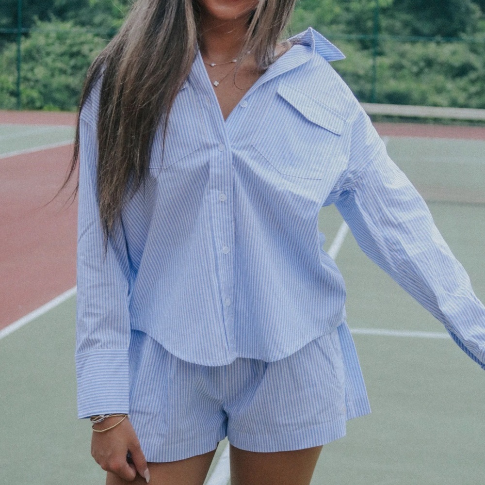 Blank NYC Blue Pinstripe Button Down